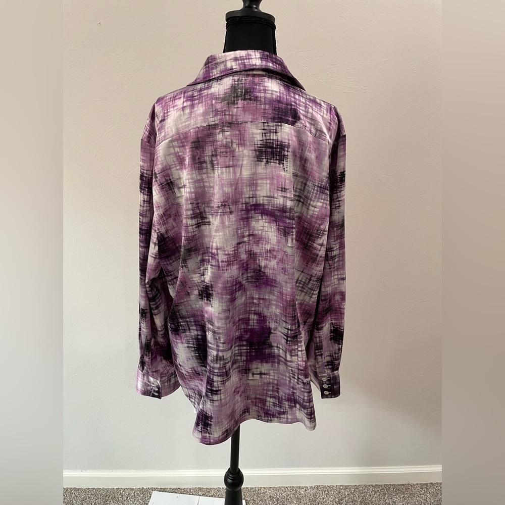 Chico's Purple Button Down blurred plaid shirt - Picture 3 of 5